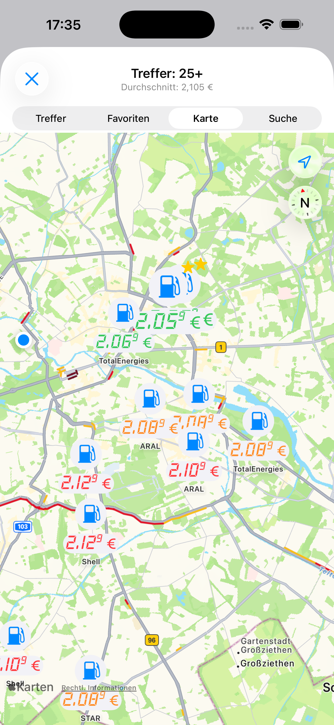 Spritpreise Screenshot